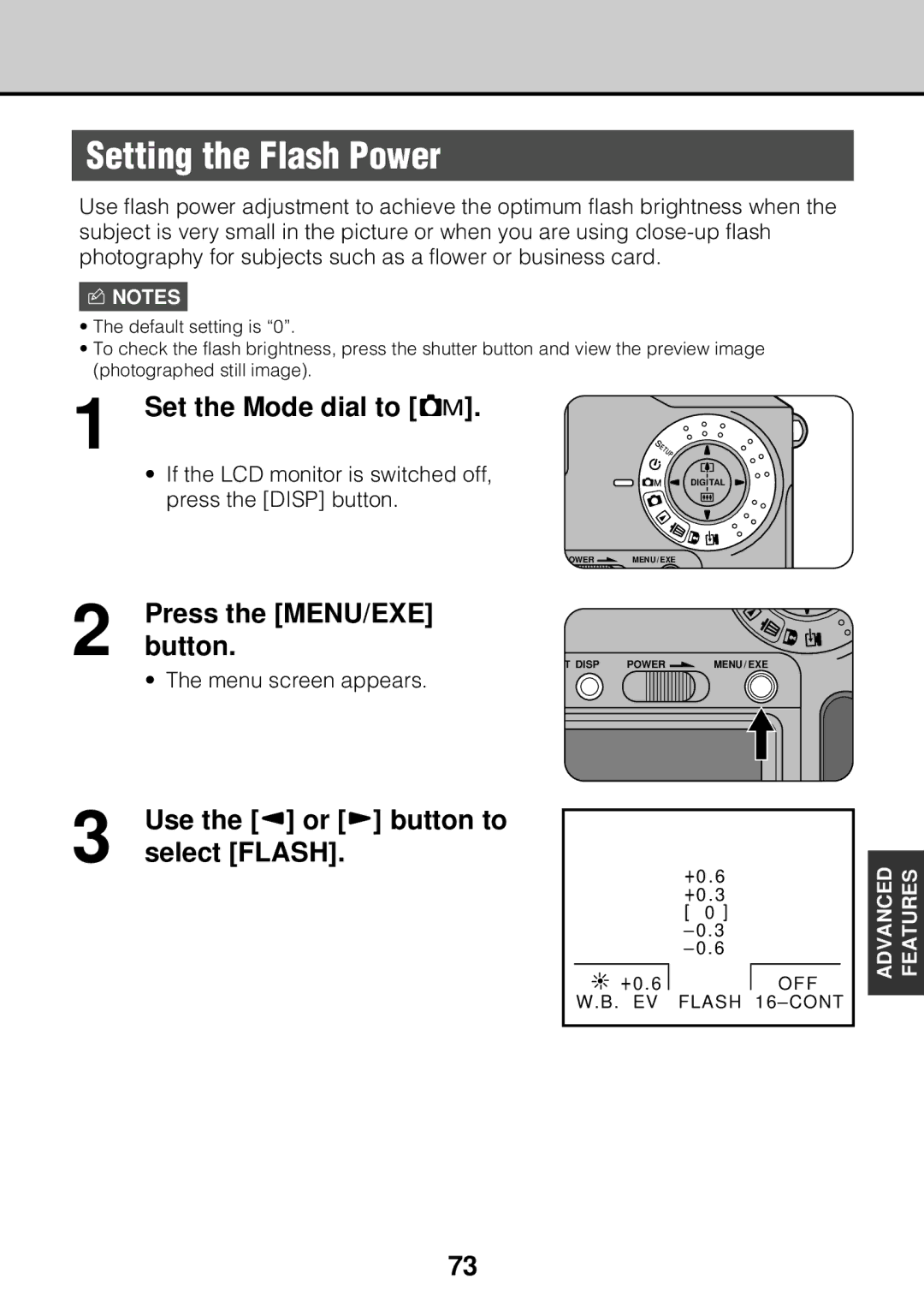 JVC GC-S5 manual Setting the Flash Power, Select Flash, If the LCD monitor is switched off, Press the Disp button 