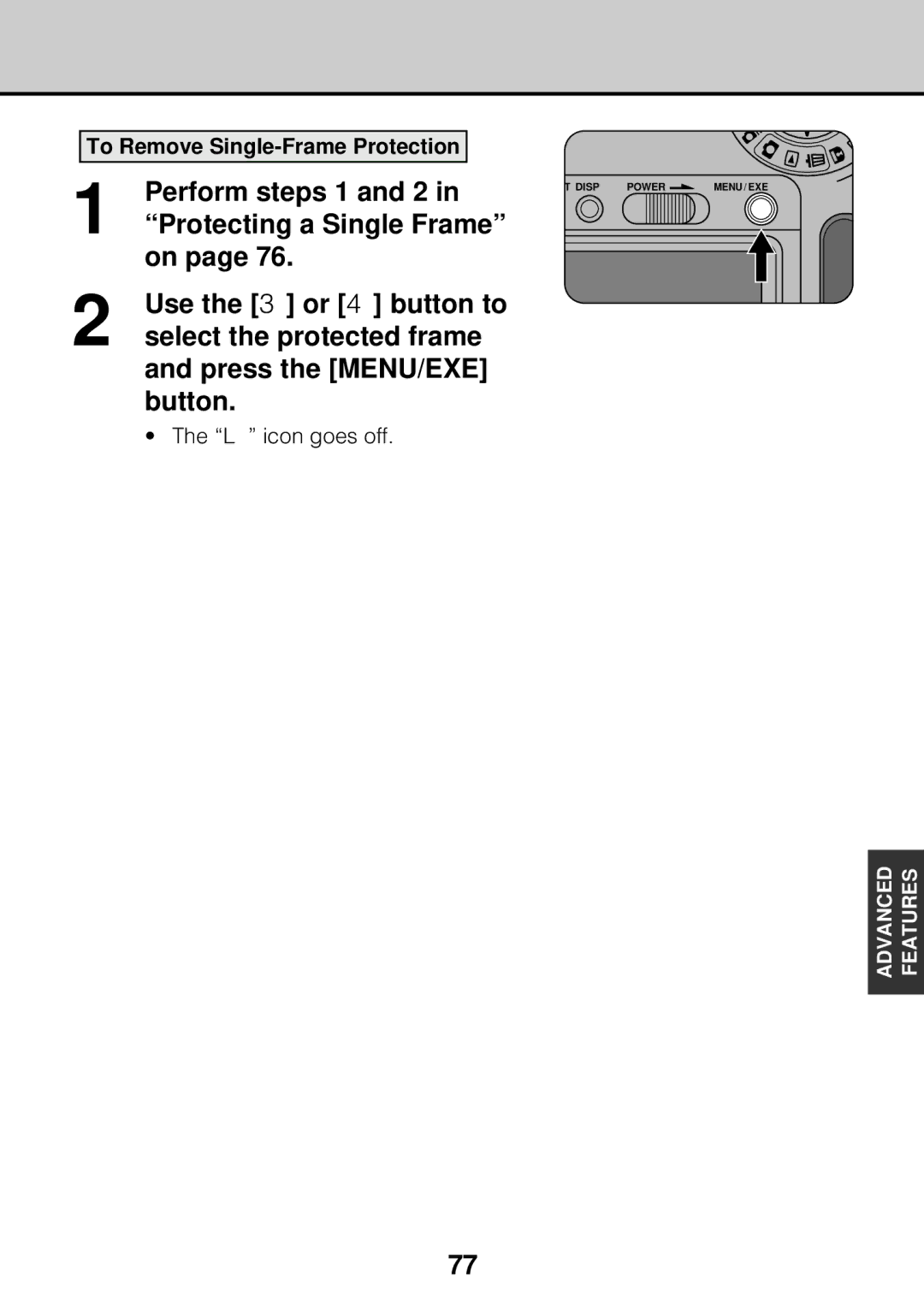 JVC GC-S5 manual Perform steps 1 and 2, To Remove Single-Frame Protection 