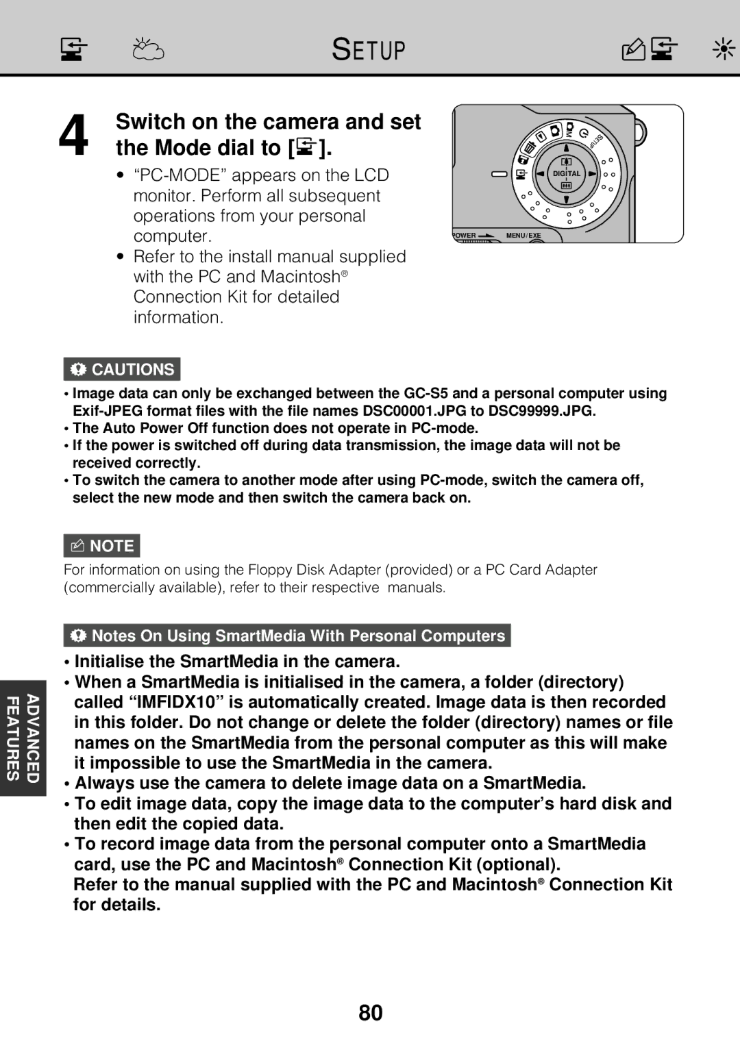 JVC GC-S5 manual PC-Mode Downloading Images to a PC, Mode dial to l 