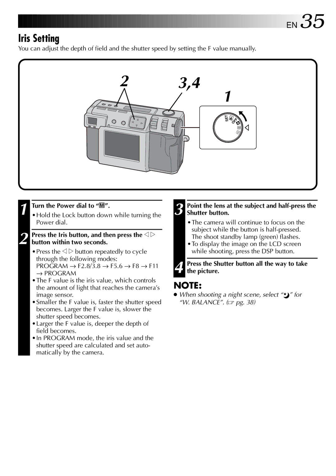 JVC GC X 1 manual Iris Setting, → Program 