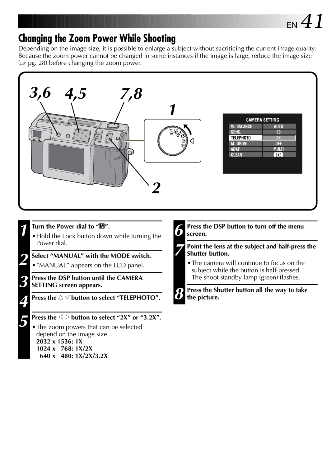 JVC GC X 1 manual Changing the Zoom Power While Shooting, Press the Shutter button all the way to take the picture 