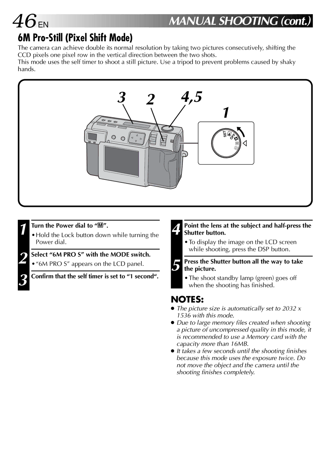 JVC GC X 1 manual 46 EN, 6M Pro-Still Pixel Shift Mode 