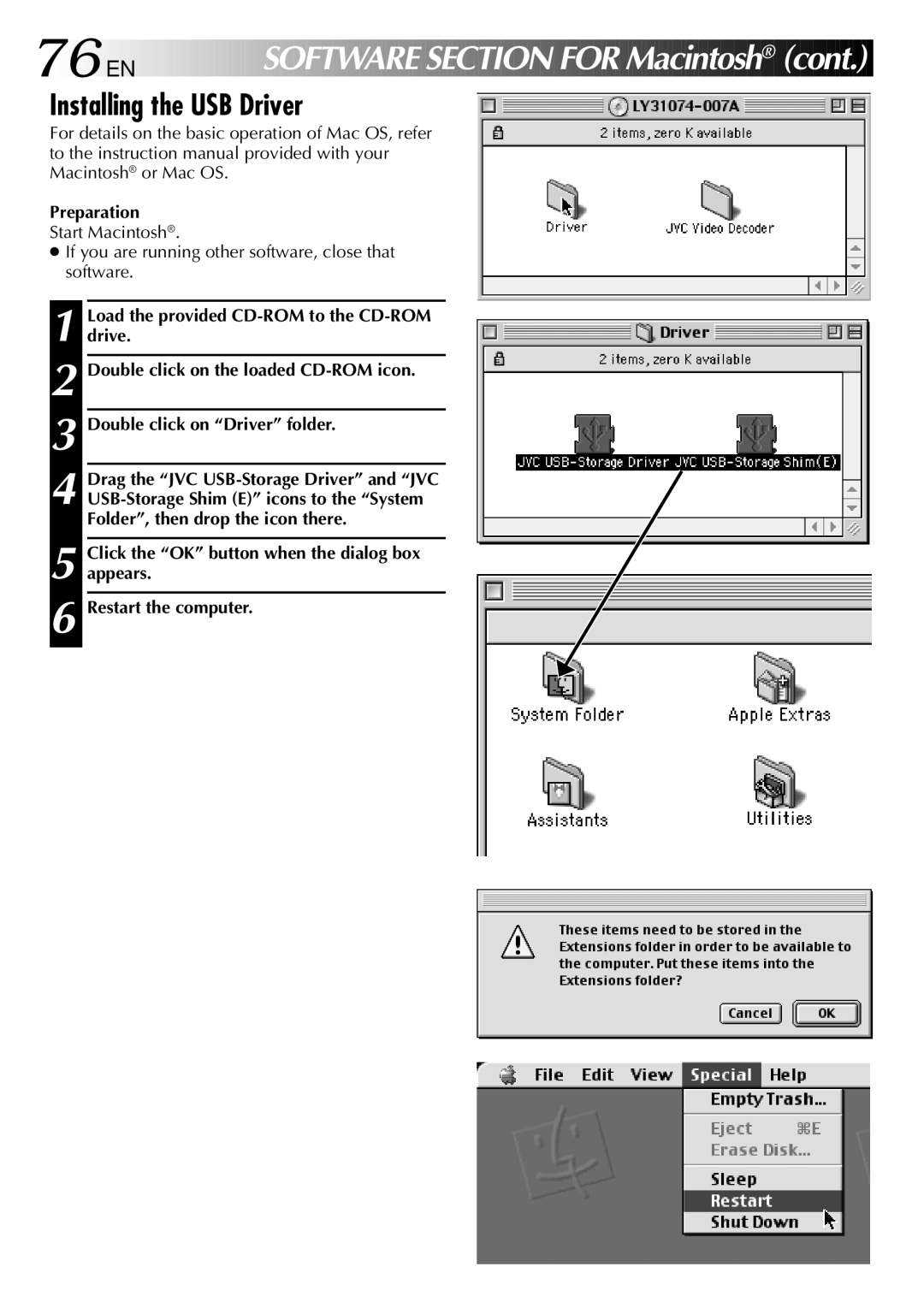 JVC GC X 1 manual 76 EN, Software Section for Macintosh 