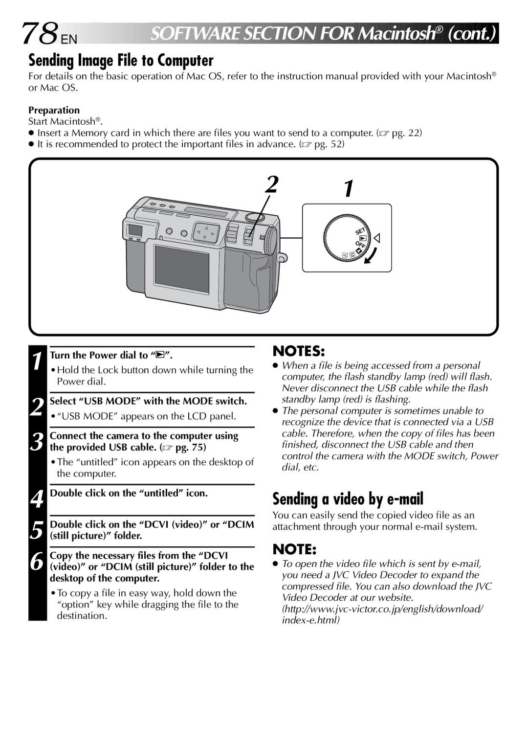 JVC GC X 1 manual 78 EN, Sending Image File to Computer 