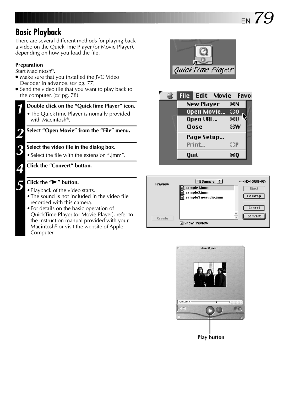 JVC GC X 1 manual With Macintosh 