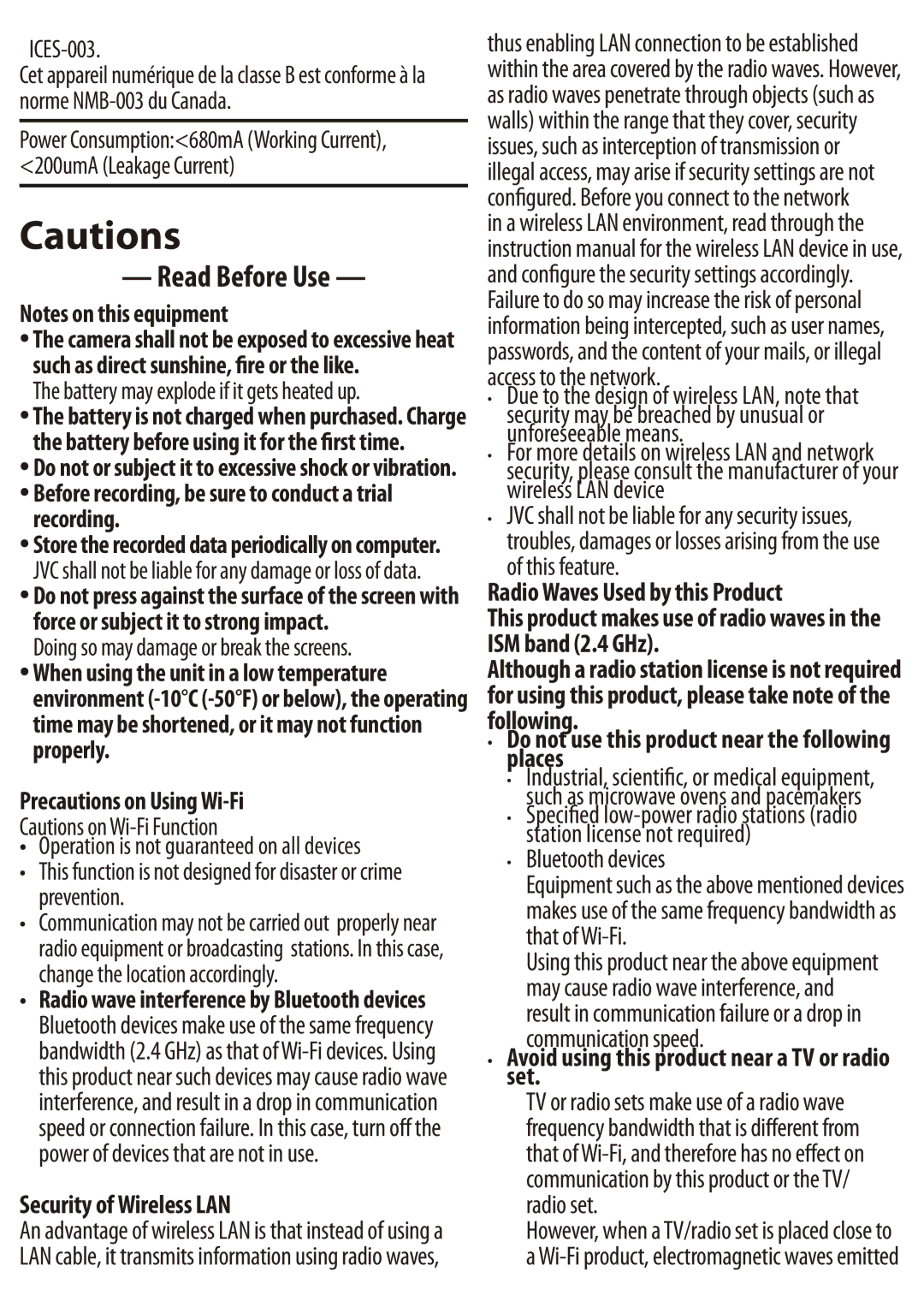 JVC GC-XA1BUS, GCXA1BUS manual Read Before Use 