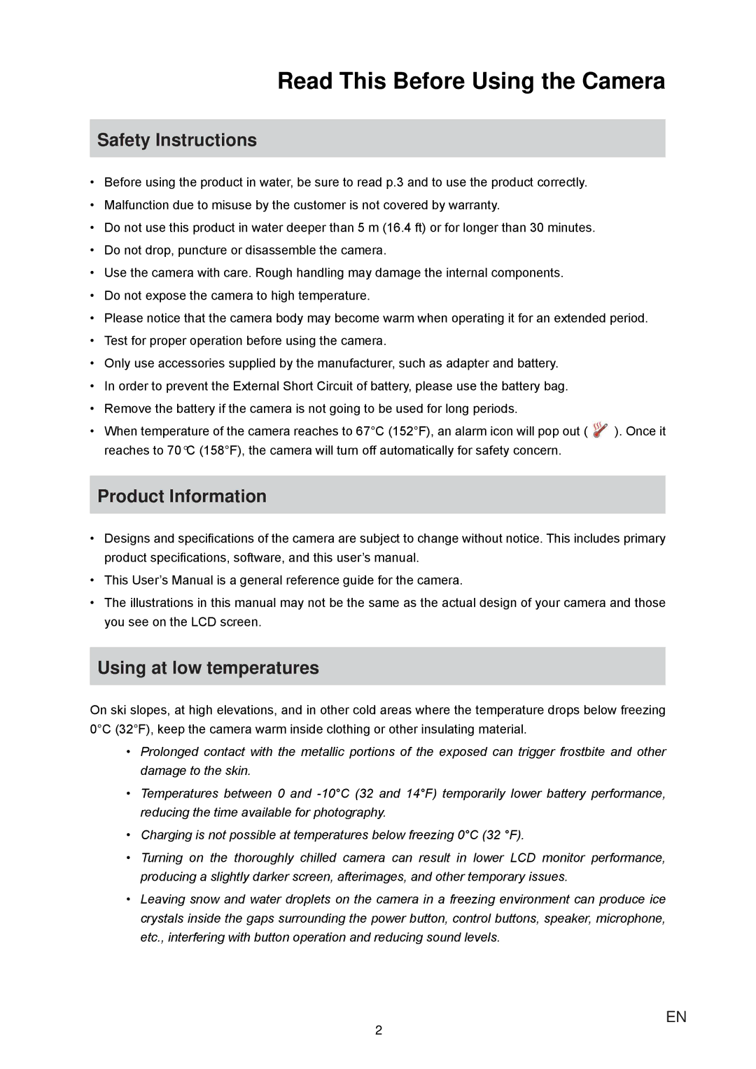 JVC GC-XA1 manual Read This Before Using the Camera, Safety Instructions, Product Information, Using at low temperatures 