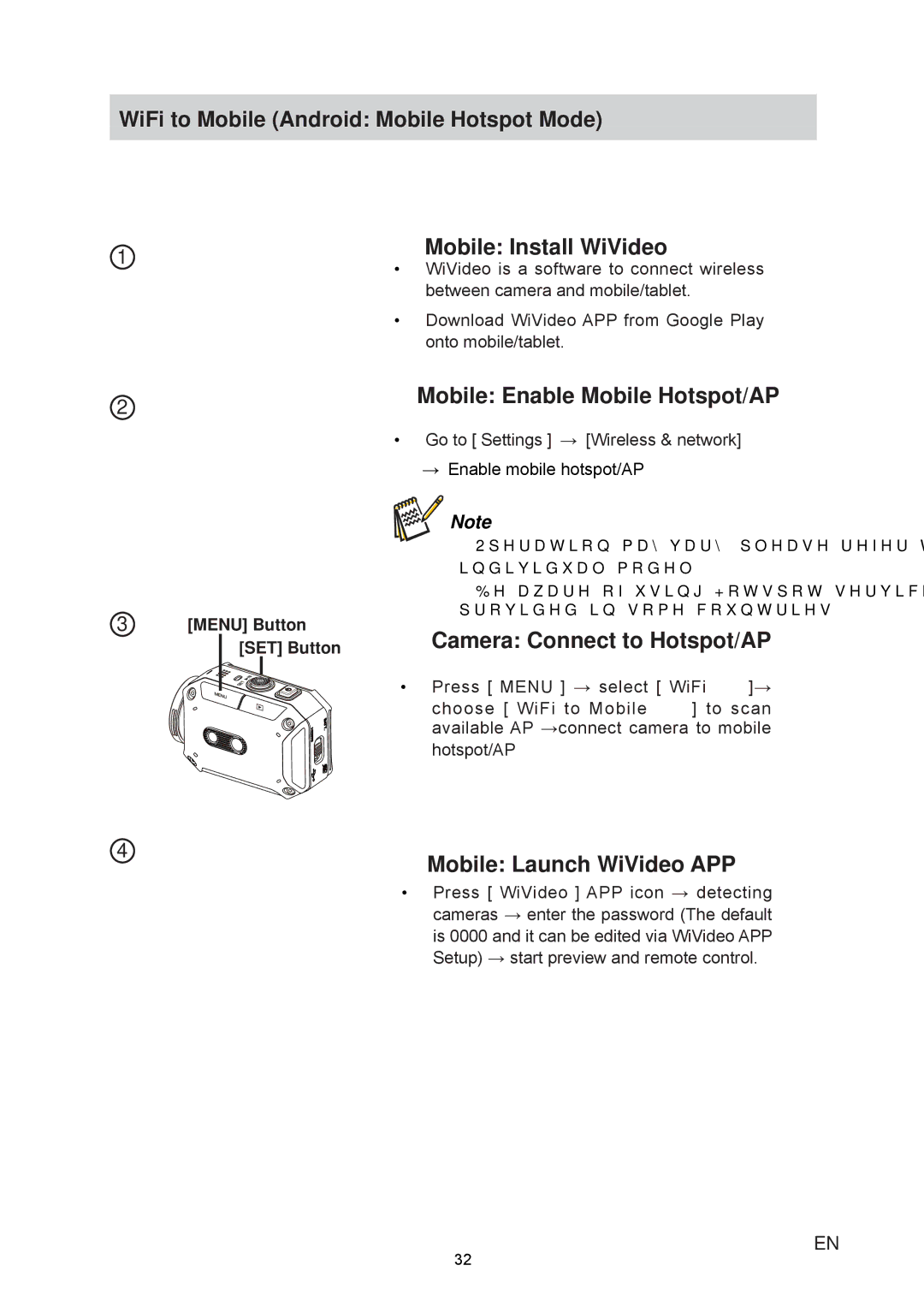 JVC GC-XA1 manual Camera Connect to Hotspot/AP, Mobile Enable Mobile Hotspot/AP 