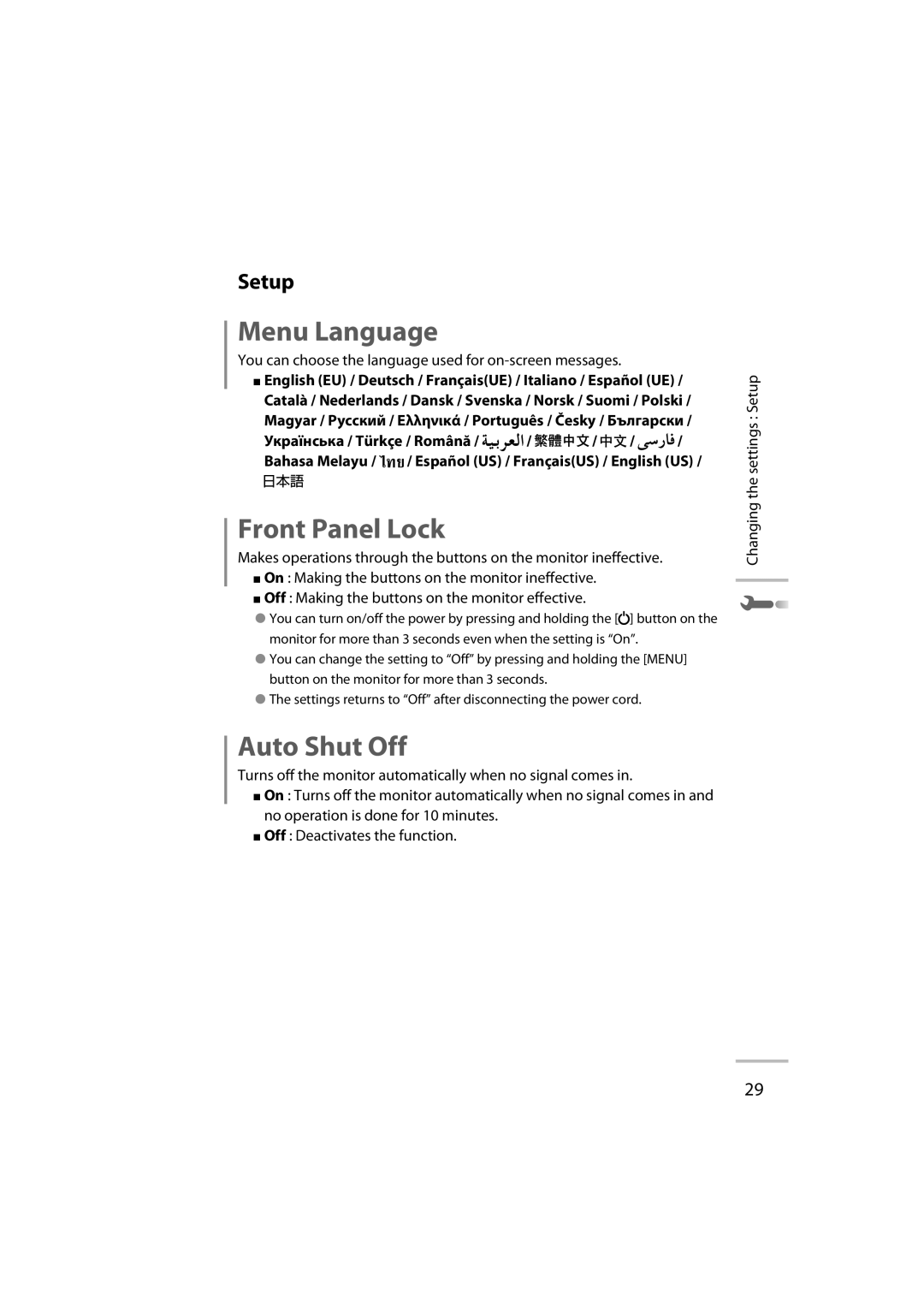 JVC GD-42X1E manual Menu Language 