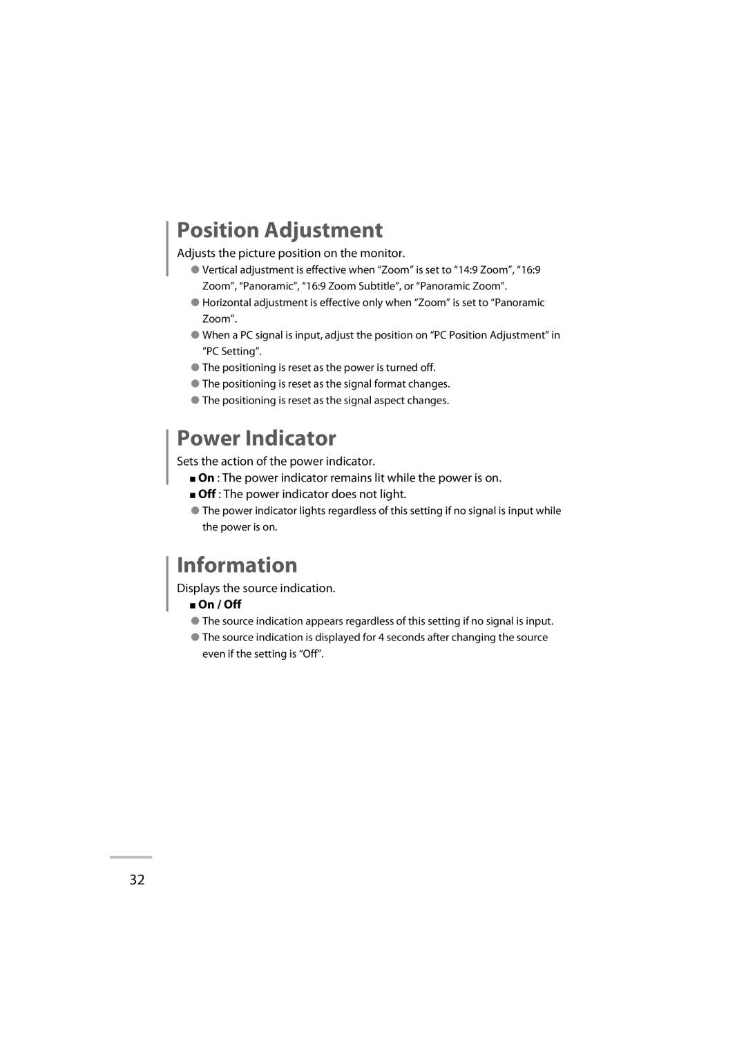 JVC GD-42X1E manual Position Adjustment, Information 