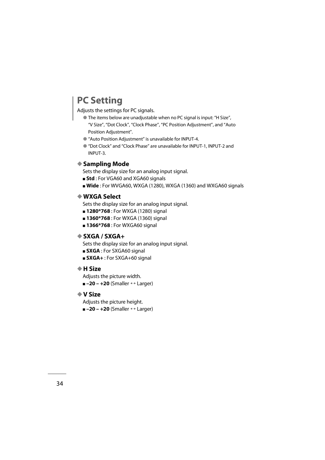 JVC GD-42X1E manual PC Setting 