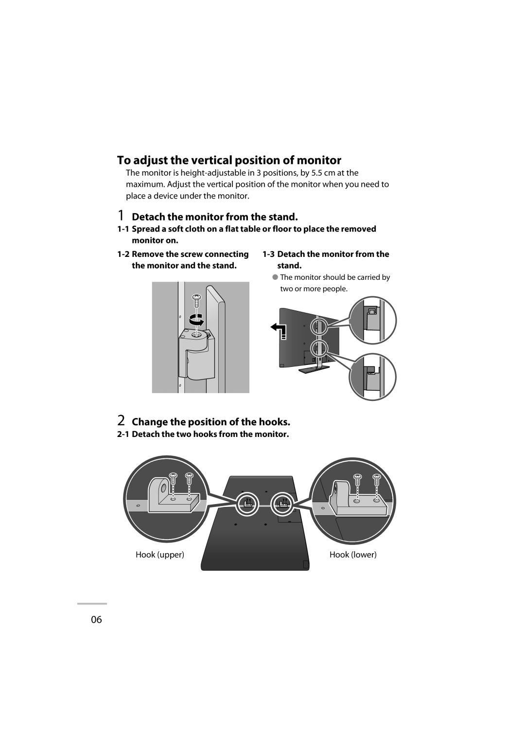 JVC GD-42X1E manual To adjust the vertical position of monitor 