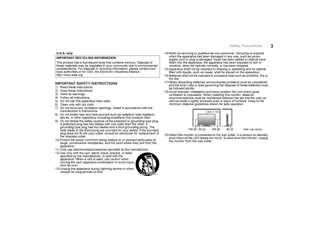 JVC GD-463D10E, GD-463D10U, LCT2574-001A-H, 0509SKH-SW-MT specifications Important Safety Instructions, A. only 