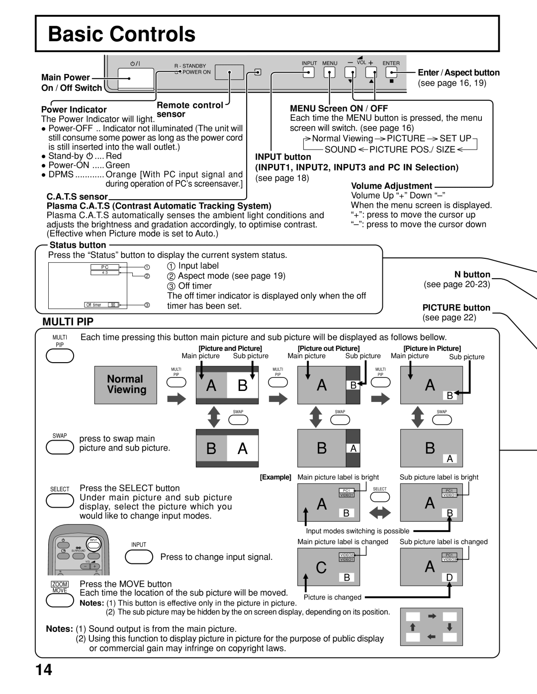 JVC GD-V422U, GD V502U manual Basic Controls, Normal, Viewing 