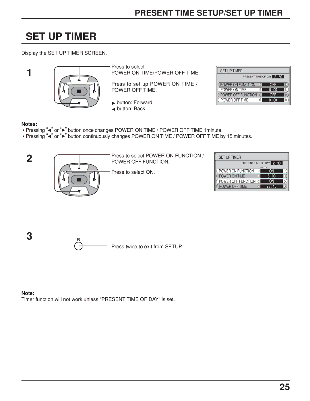 JVC GD V502U, GD-V422U manual SET UP Timer, Power on TIME/POWER OFF Time, Power OFF Time, Power OFF Function 