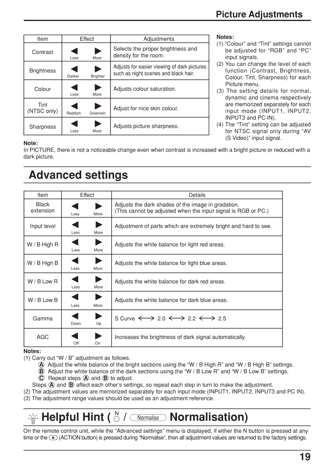 JVC GD V502U, GD-V422U manual Advanced settings 