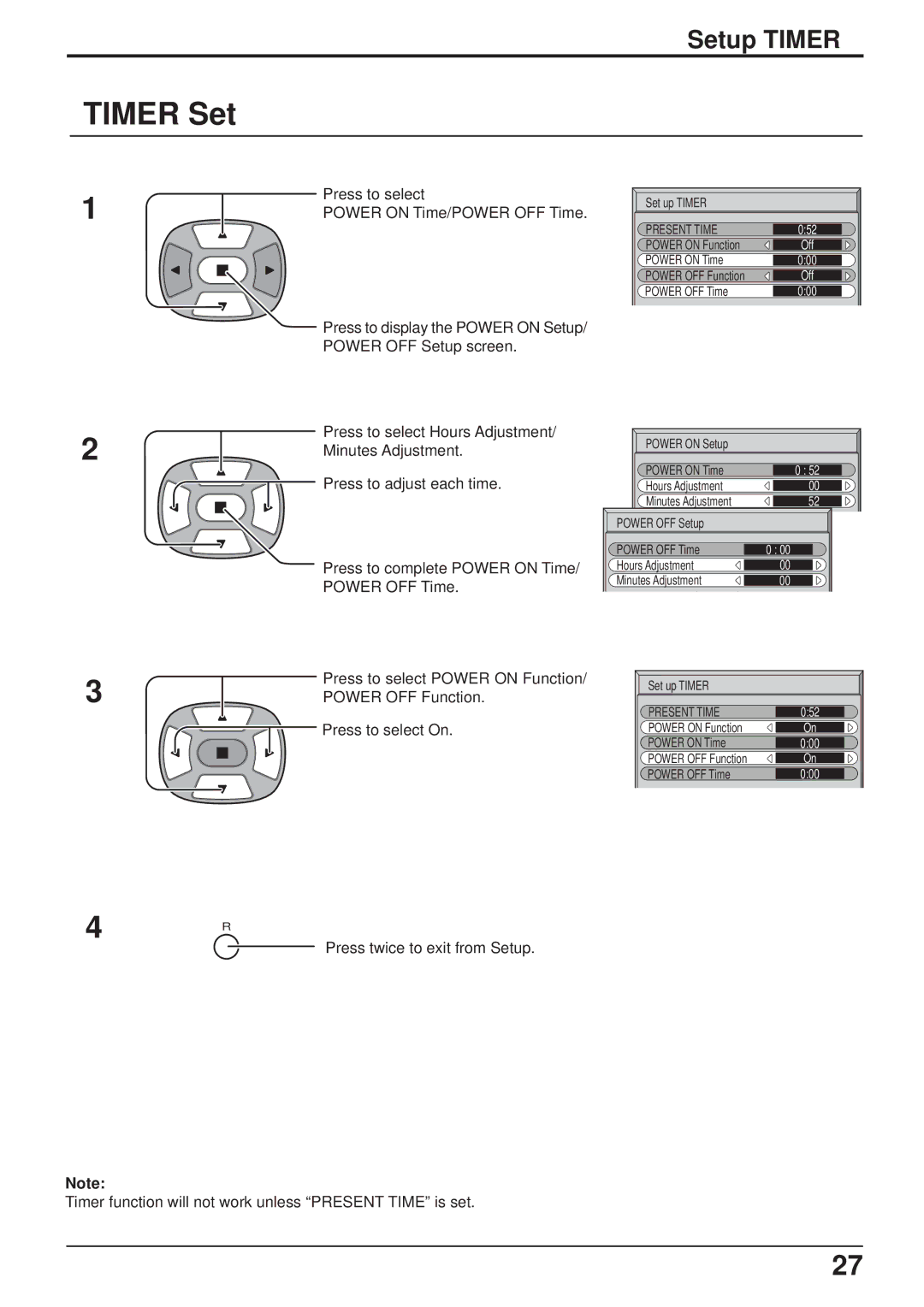 JVC GD-V501PCE manual Timer Set, Setup Timer 