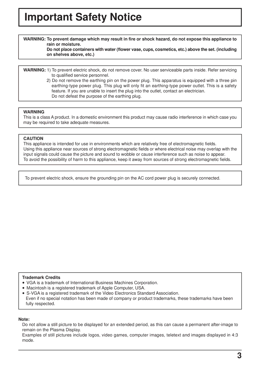 JVC GD-V501PCE manual Important Safety Notice, Trademark Credits 