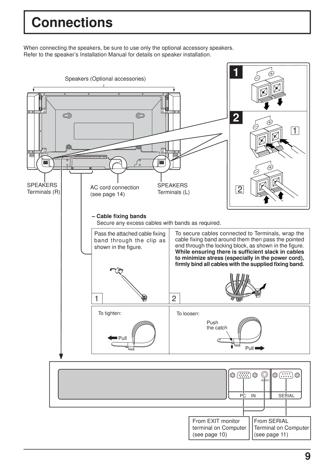 JVC GD-V501PCE manual Connections, Cable fixing bands 