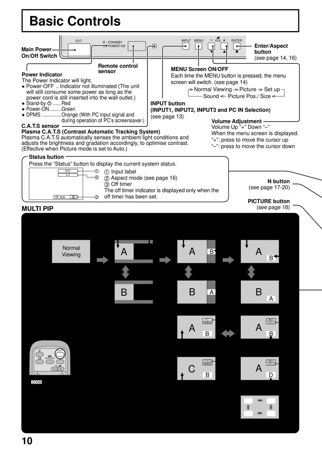 JVC GD-V502PCE manual Basic Controls 