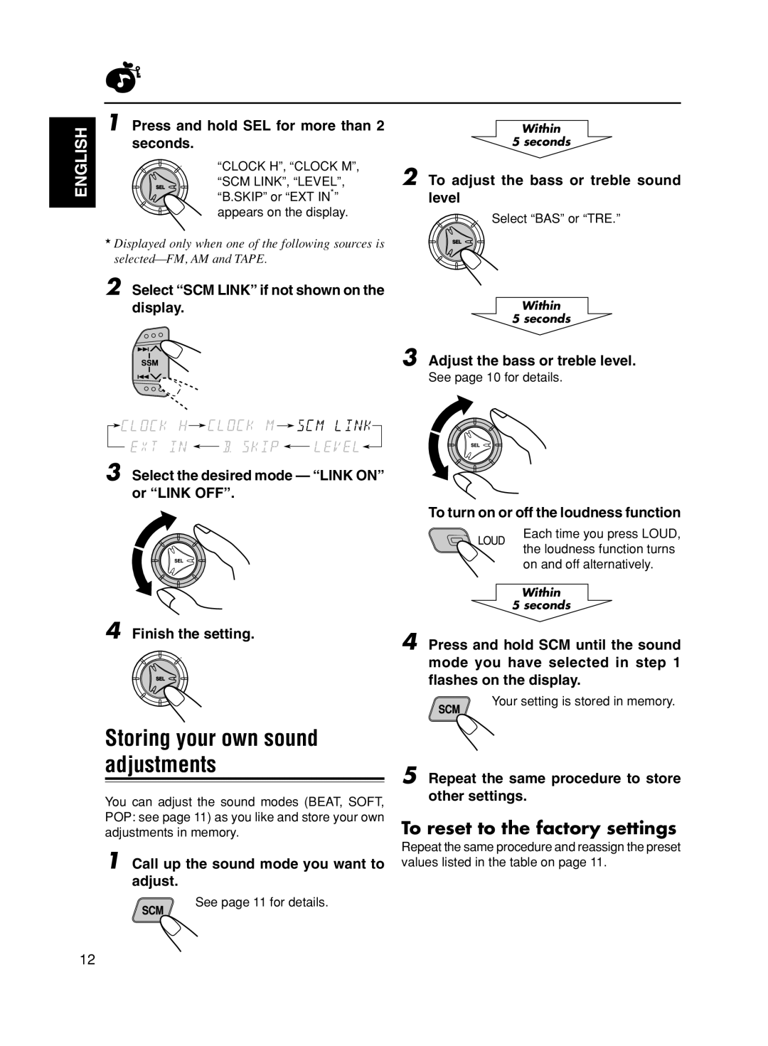 JVC GET0056-001A, KS-FX611 manual Storing your own sound adjustments 