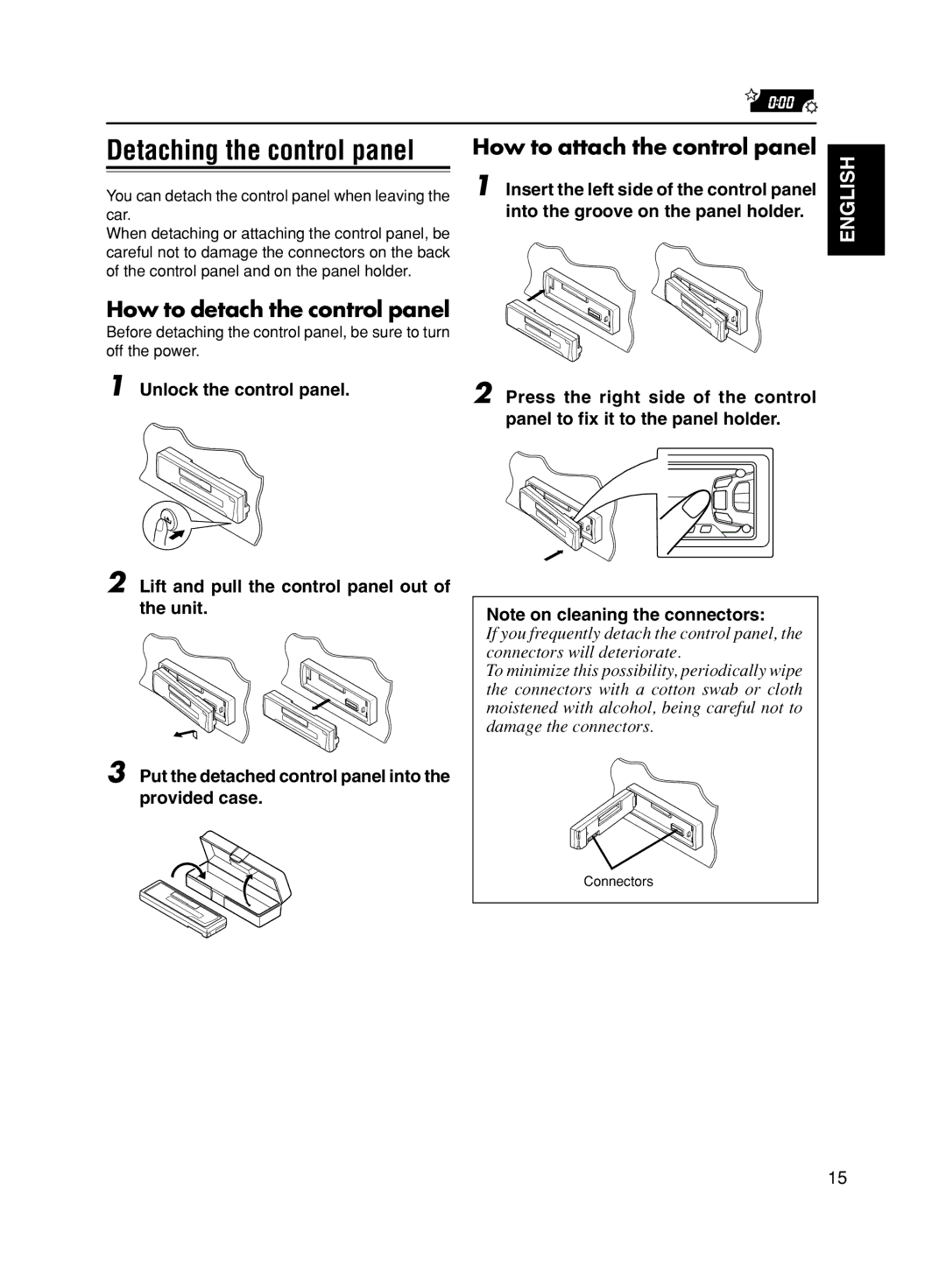 JVC KS-FX611, GET0056-001A manual Detaching the control panel 