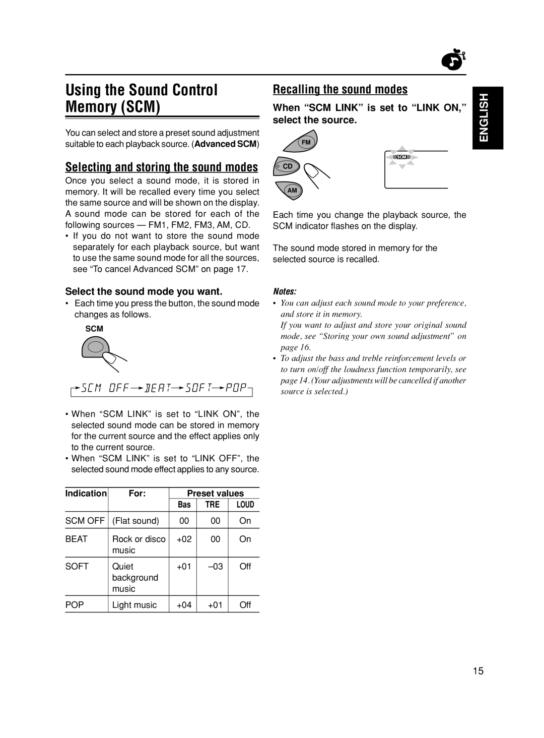 JVC GET0067-001A, KD-S685 Recalling the sound modes, Selecting and storing the sound modes, Select the sound mode you want 