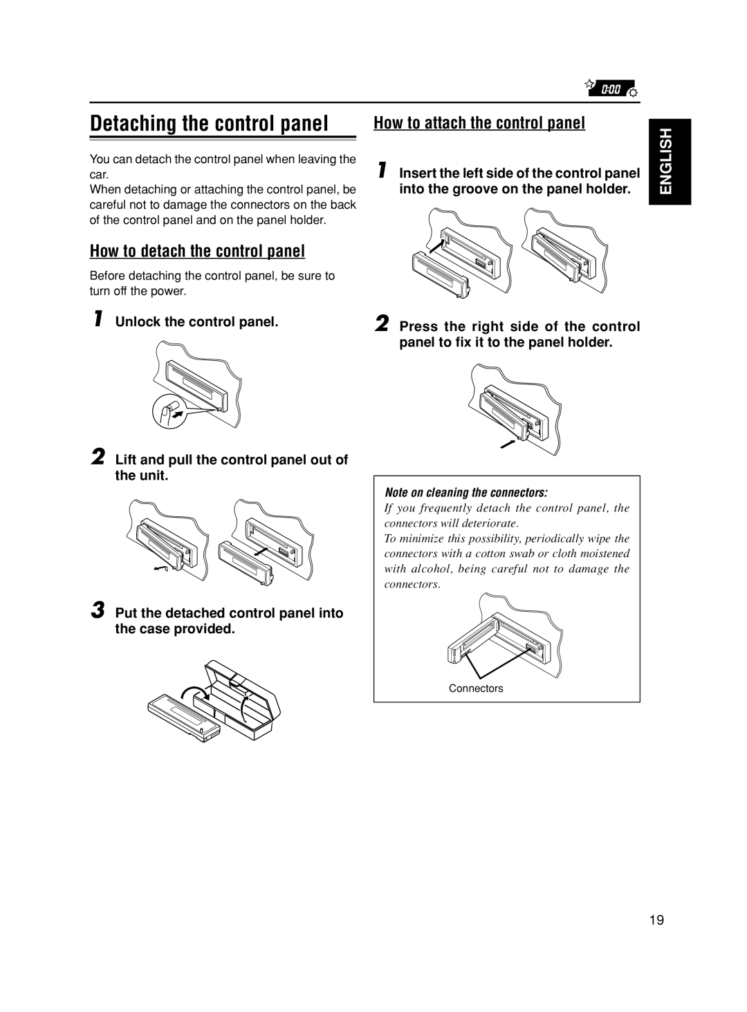 JVC KD-S685, GET0067-001A, KD-S585 manual How to detach the control panel, How to attach the control panel 