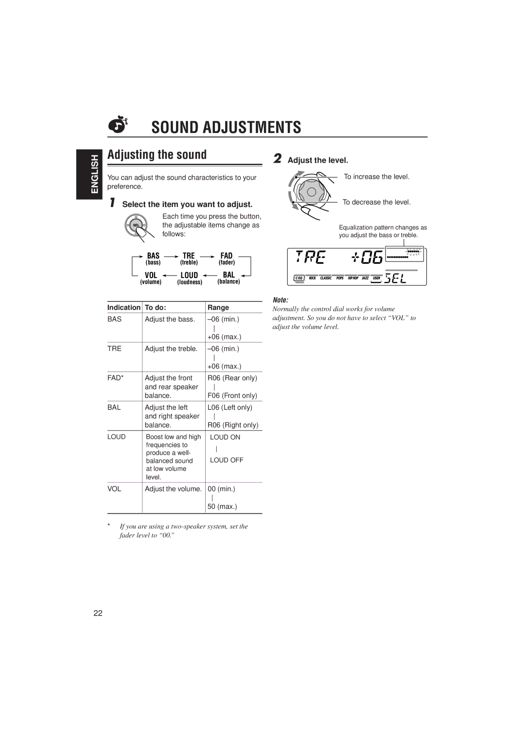 JVC GET0070-001A, 0302KKSMDTJEIN manual Sound Adjustments, Adjusting the sound 