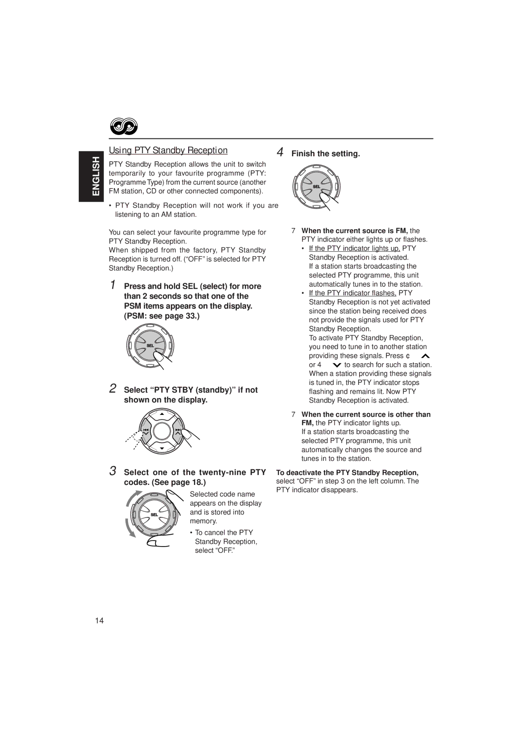 JVC GET0075-001A manual Using PTY Standby Reception 