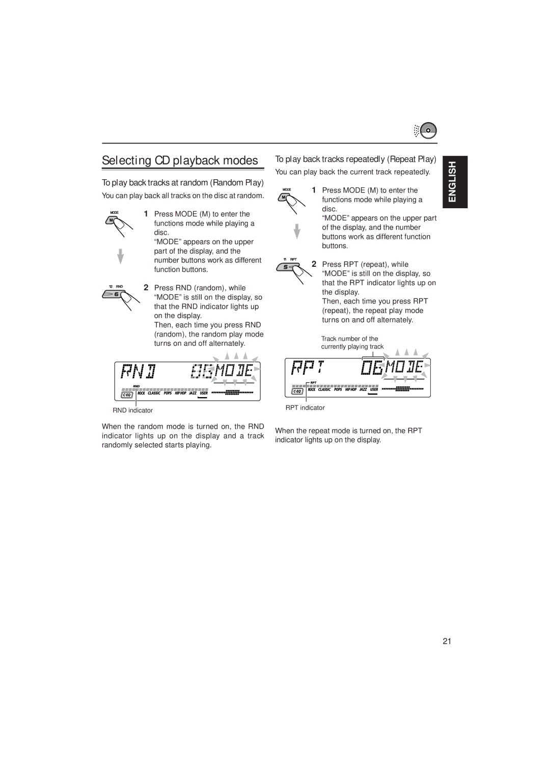 JVC GET0075-001A manual To play back tracks at random Random Play, To play back tracks repeatedly Repeat Play 