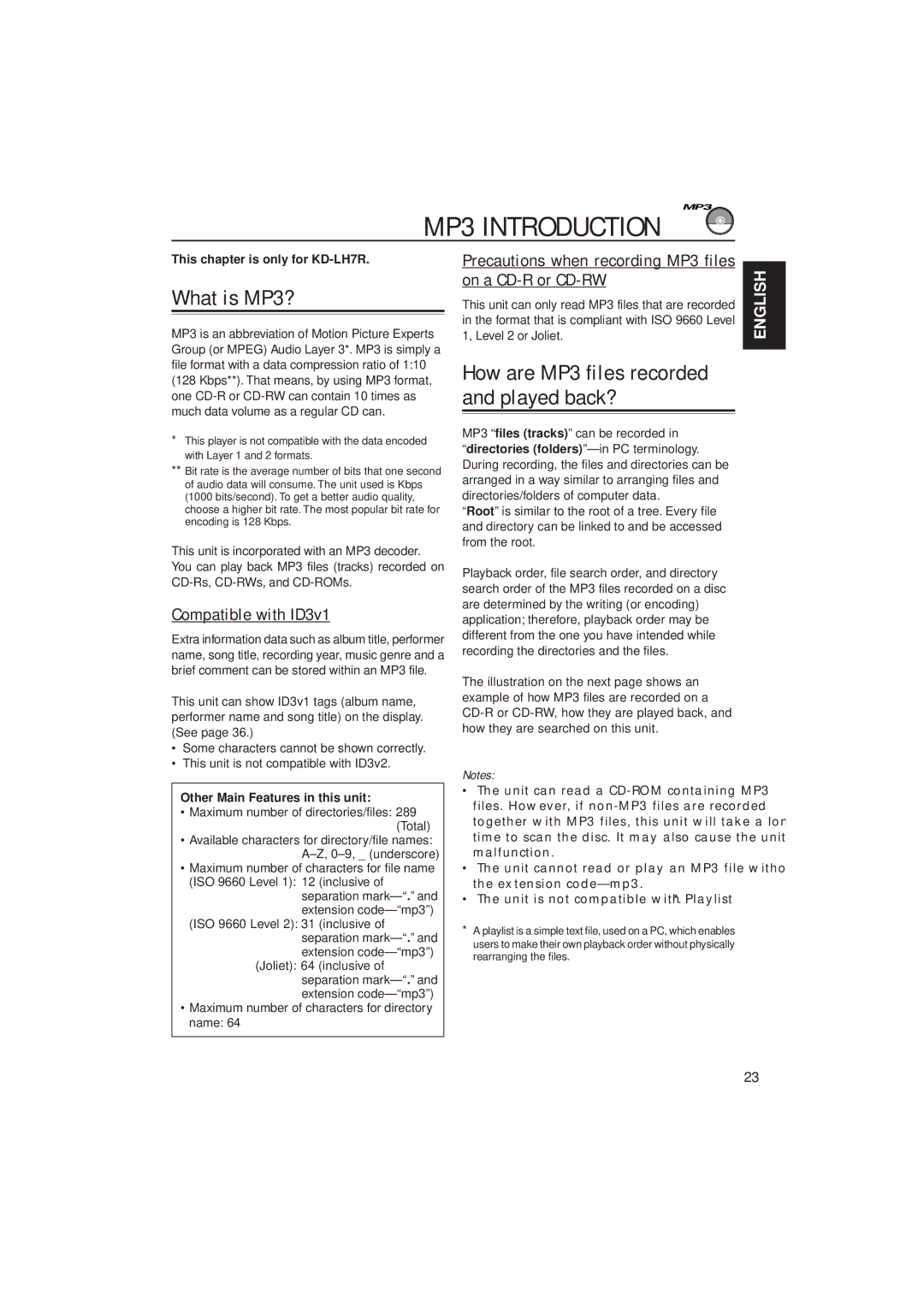 JVC GET0075-001A manual MP3 Introduction, What is MP3?, Compatible with ID3v1 