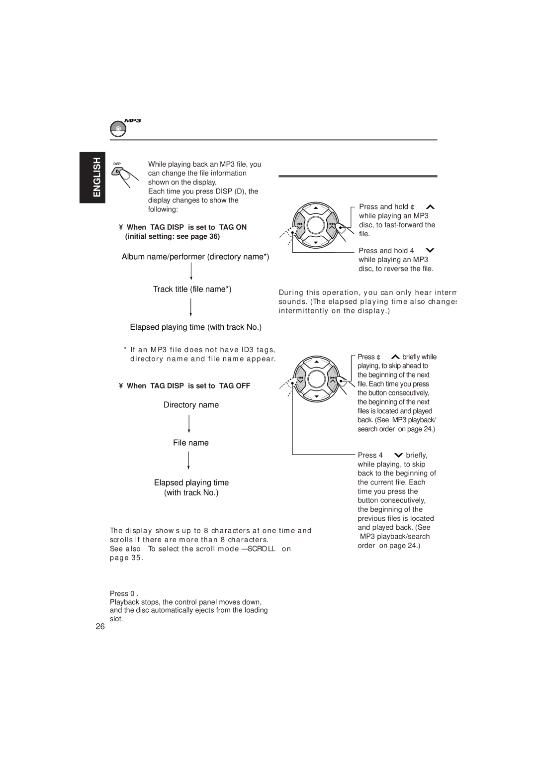 JVC GET0075-001A manual To change the display information, To fast-forward or reverse the file 