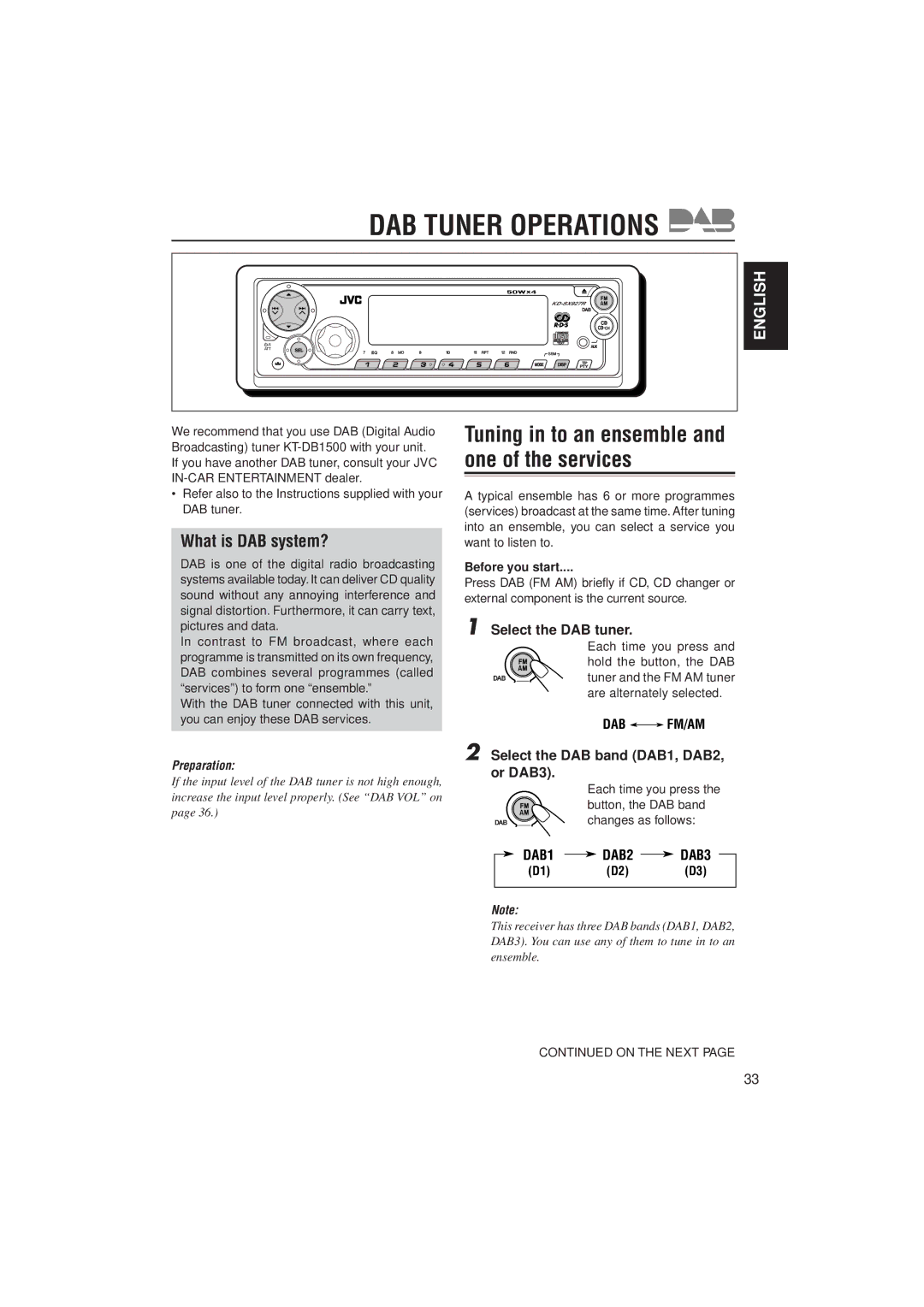 JVC KD-SX927R manual What is DAB system?, Select the DAB tuner, Select the DAB band DAB1, DAB2, or DAB3, Before you start 