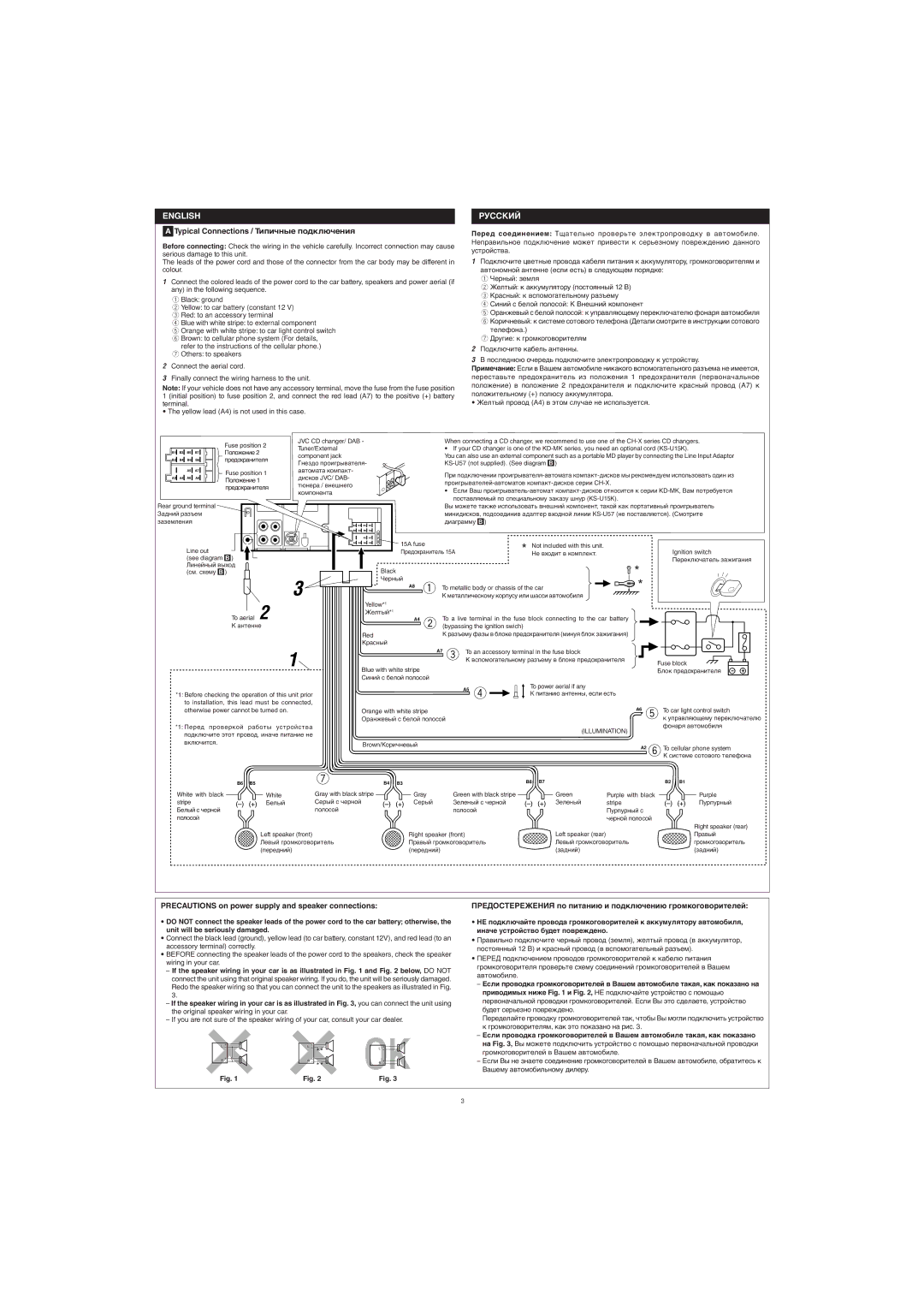 JVC GET0087-001A, KD-SX927R manual Typical Connections / Тèïè÷íûå ïîäêëþ÷åíèя 