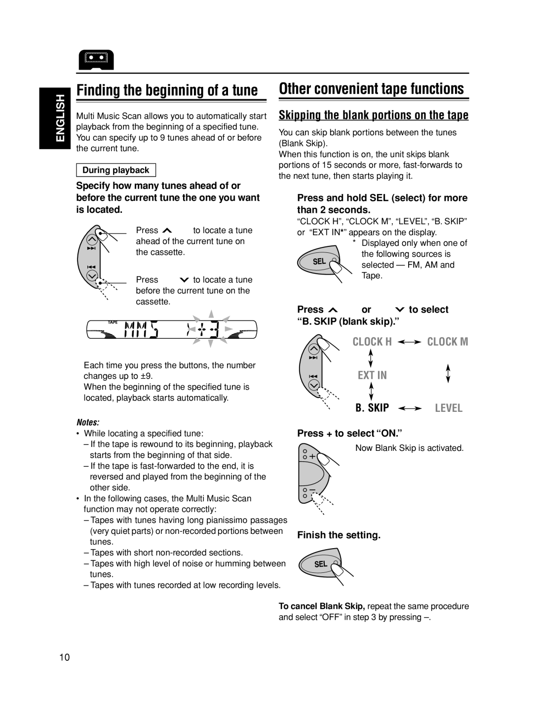 JVC GET0113-001A, KS-FX621, CH-X series, CH-X100, CDA-5755 manual Finding the beginning of a tune 