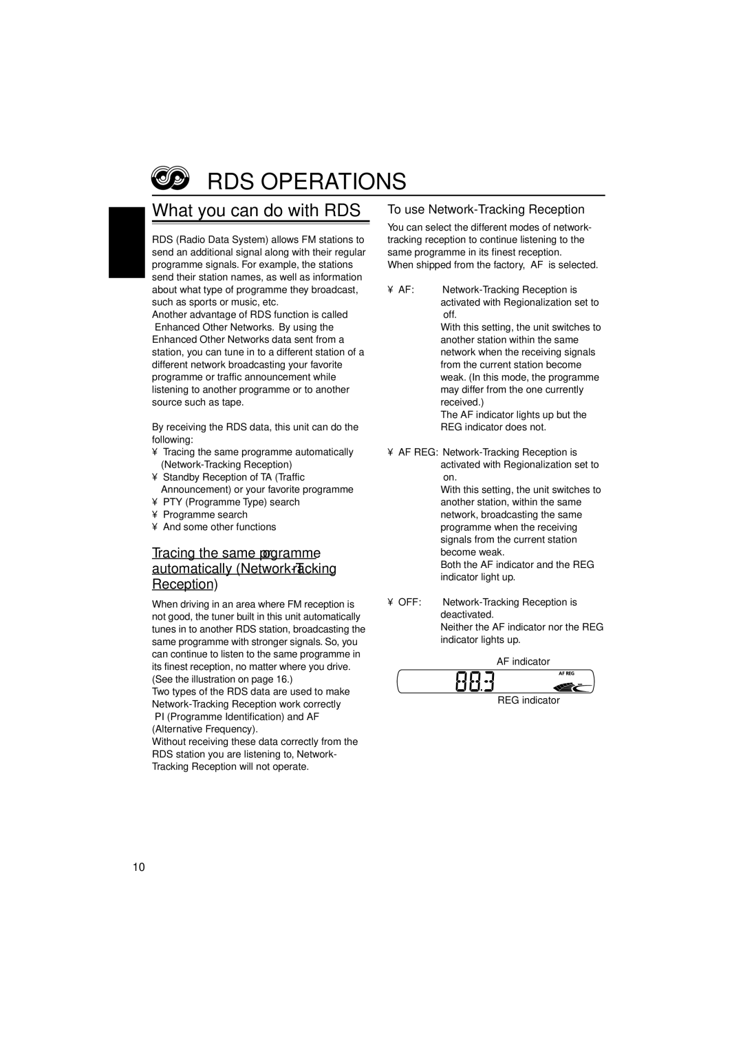 JVC GET0114-001A manual RDS Operations, What you can do with RDS, To use Network-Tracking Reception 