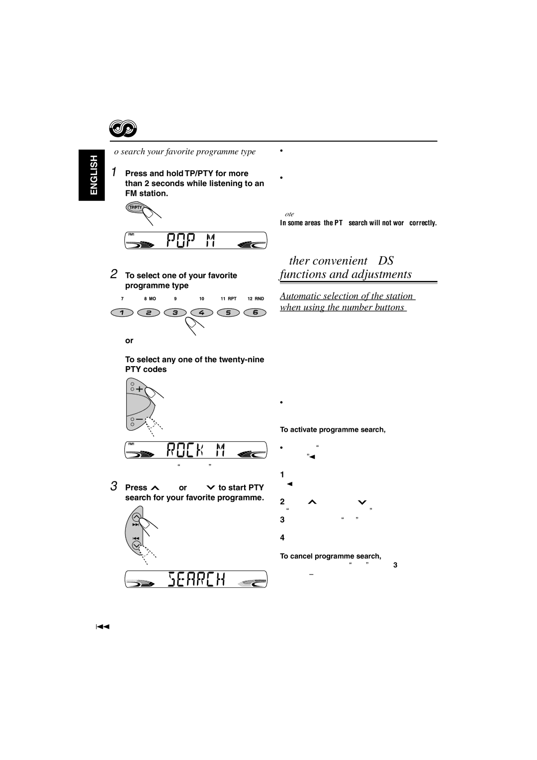 JVC GET0114-001A To search your favorite programme type, Than 2 seconds while listening to an, Ex. When Rock M is selected 