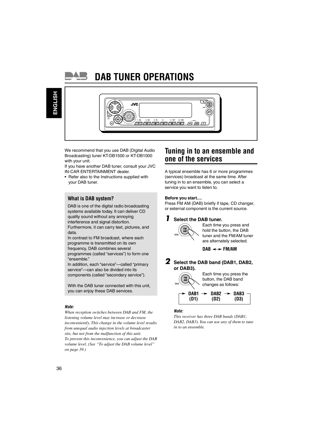 JVC GET0122-001A manual DAB Tuner Operations, What is DAB system?, Select the DAB tuner, Dab Fm/Am 