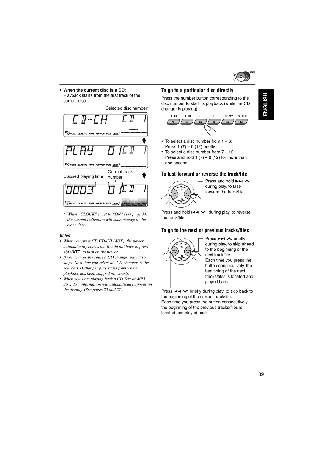 JVC GET0125-001A manual To go to a particular disc directly, To fast-forward or reverse the track/file 