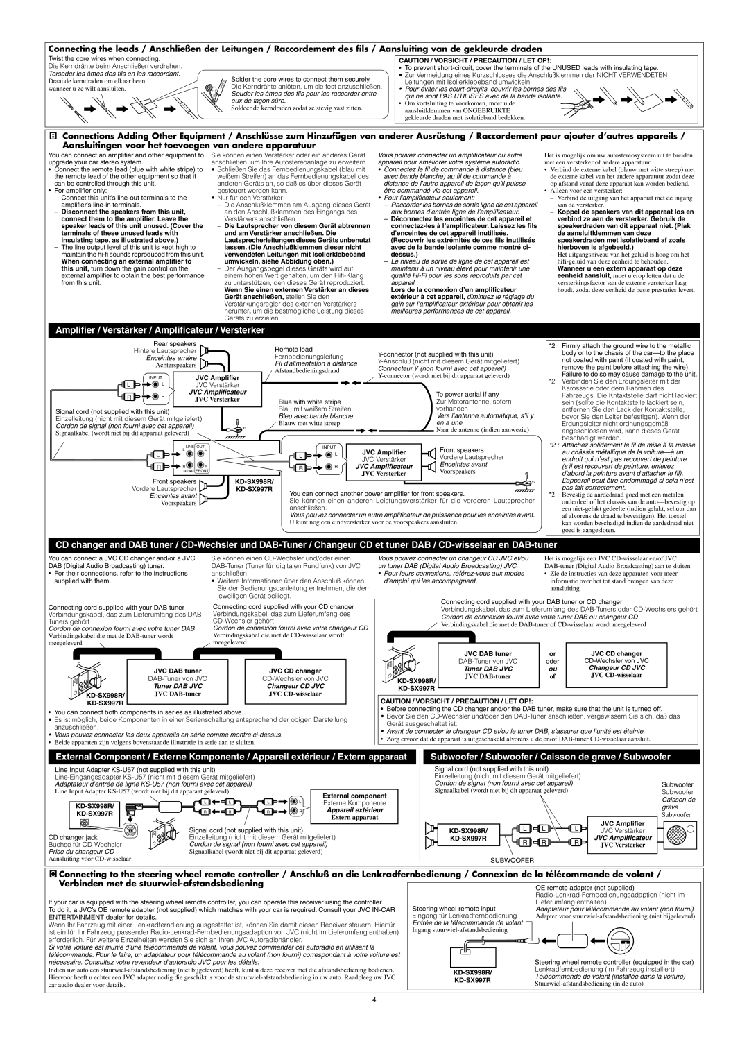 JVC GET0125-001A manual Oder, KD-SX998R KD-SX997R 