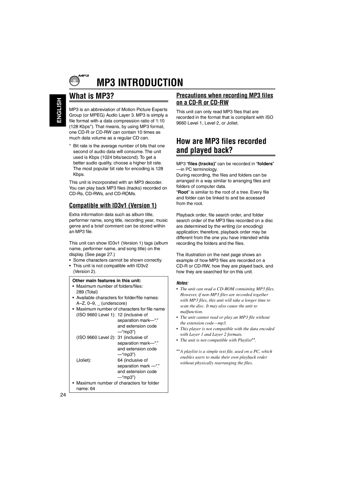 JVC GET0126-001A manual MP3 Introduction, What is MP3?, Compatible with ID3v1 Version 