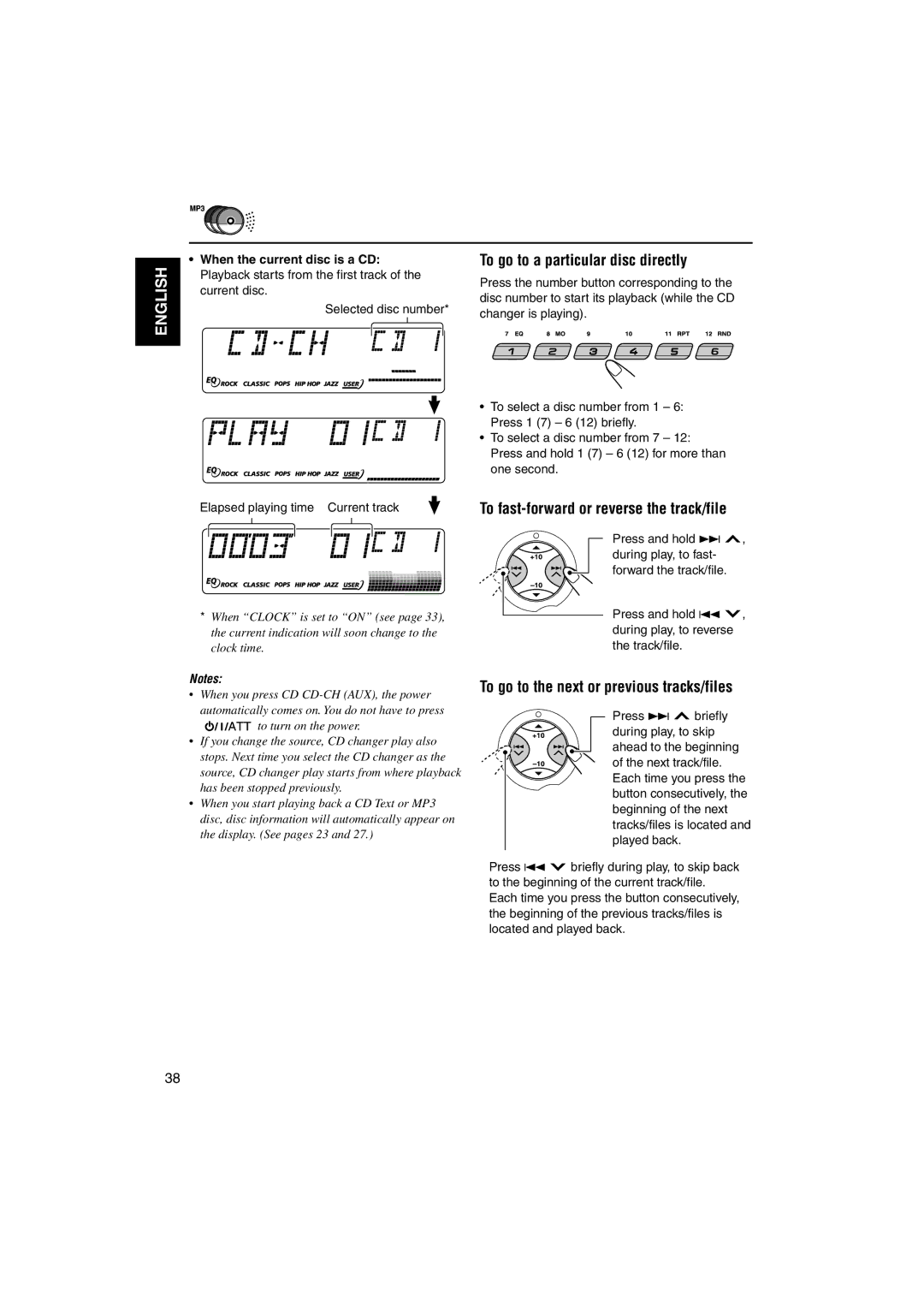 JVC GET0126-001A manual To go to a particular disc directly, To fast-forward or reverse the track/file 