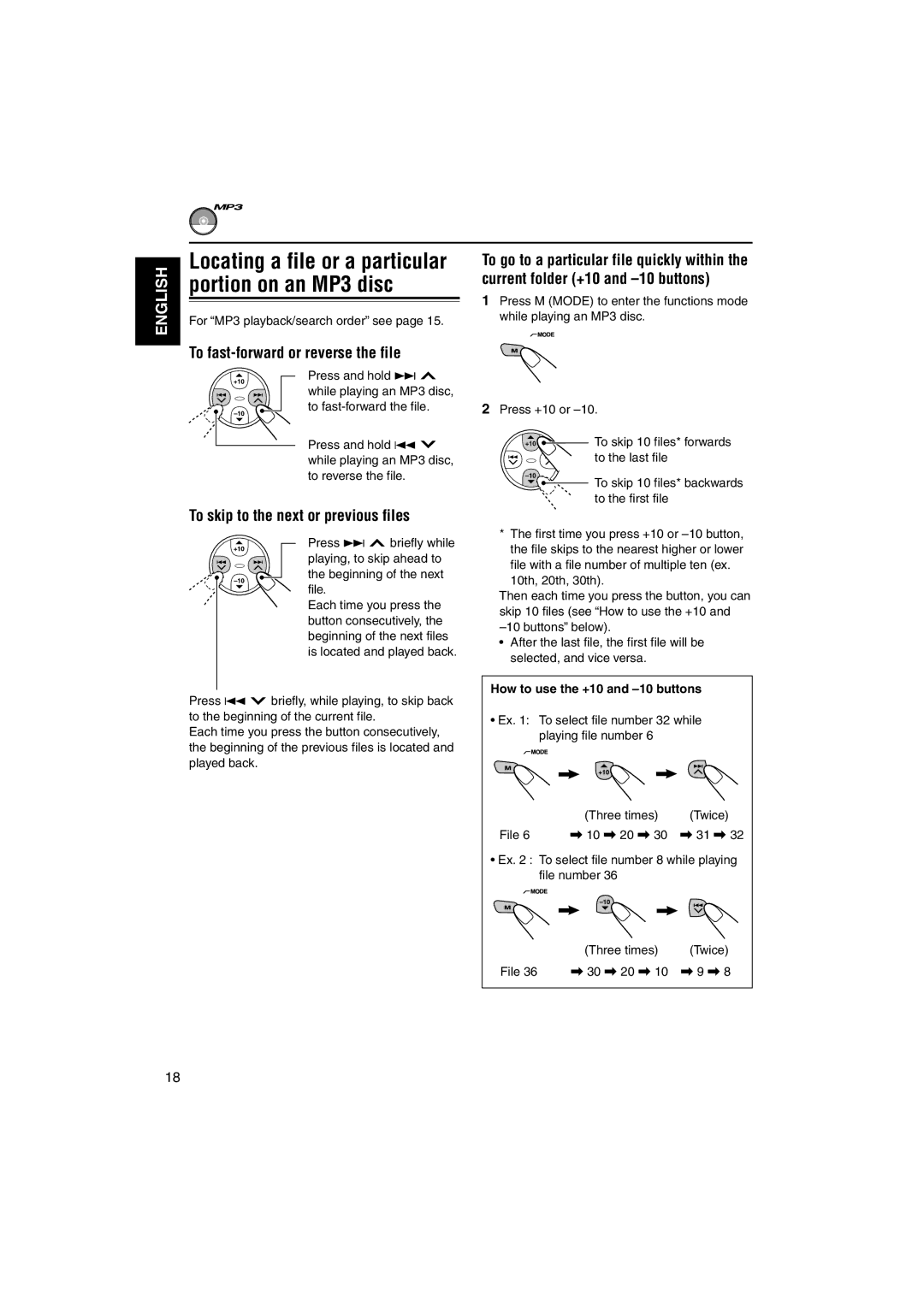 JVC GET0137-001A manual To fast-forward or reverse the file, To skip to the next or previous files 