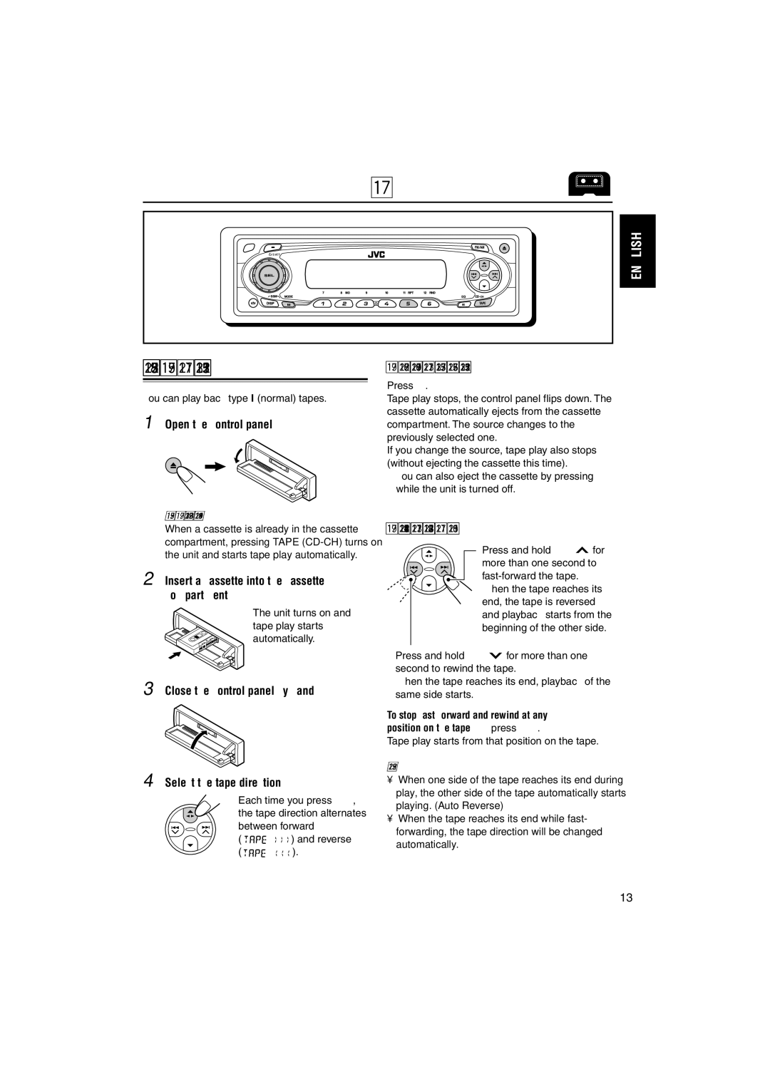 JVC KS-FX771, GET0139-001A manual Tape Operations, Listening to a cassette, To stop play and eject the cassette 