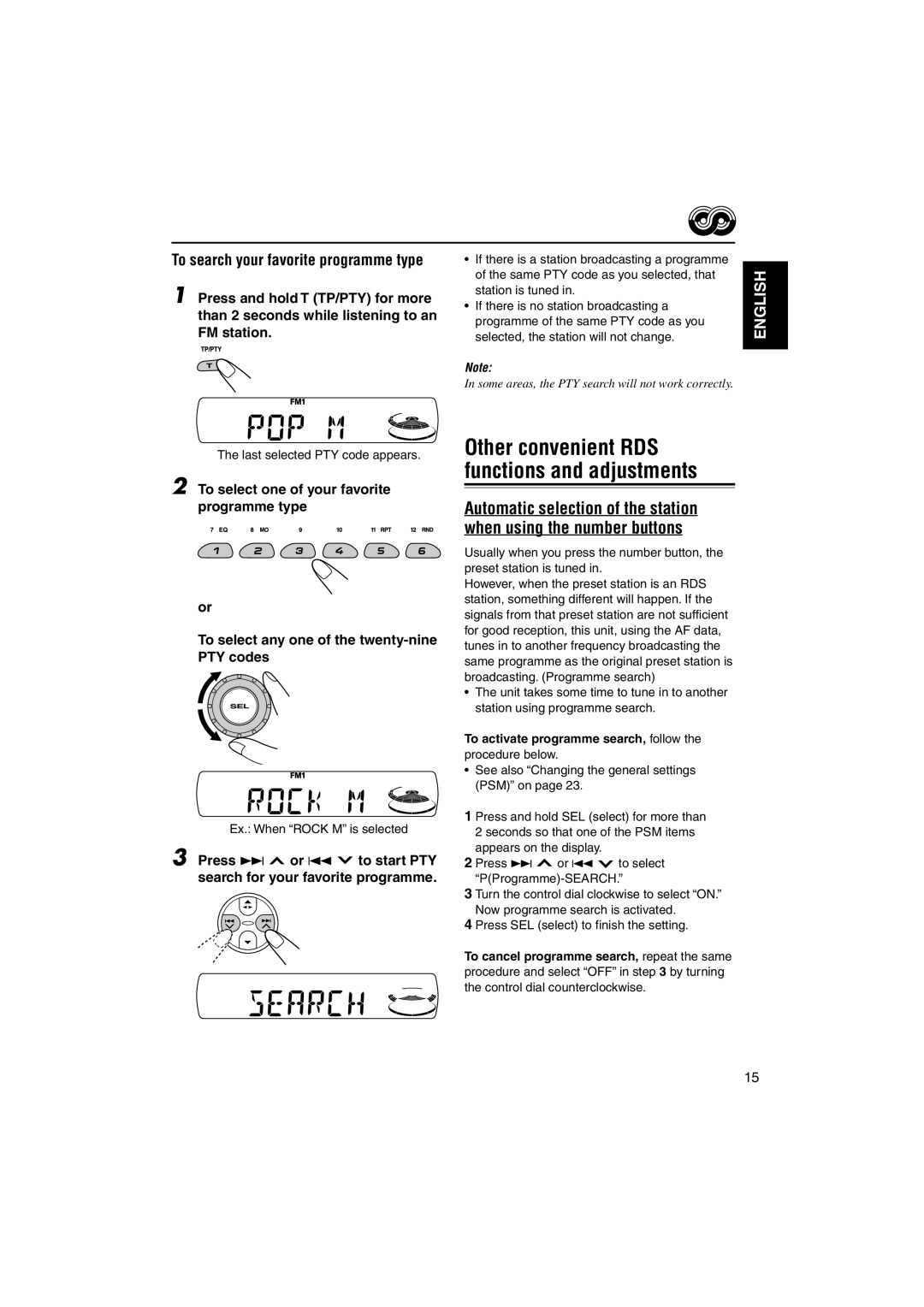 JVC KS-FX842R, GET0140-001A manual To activate programme search, follow the procedure below 