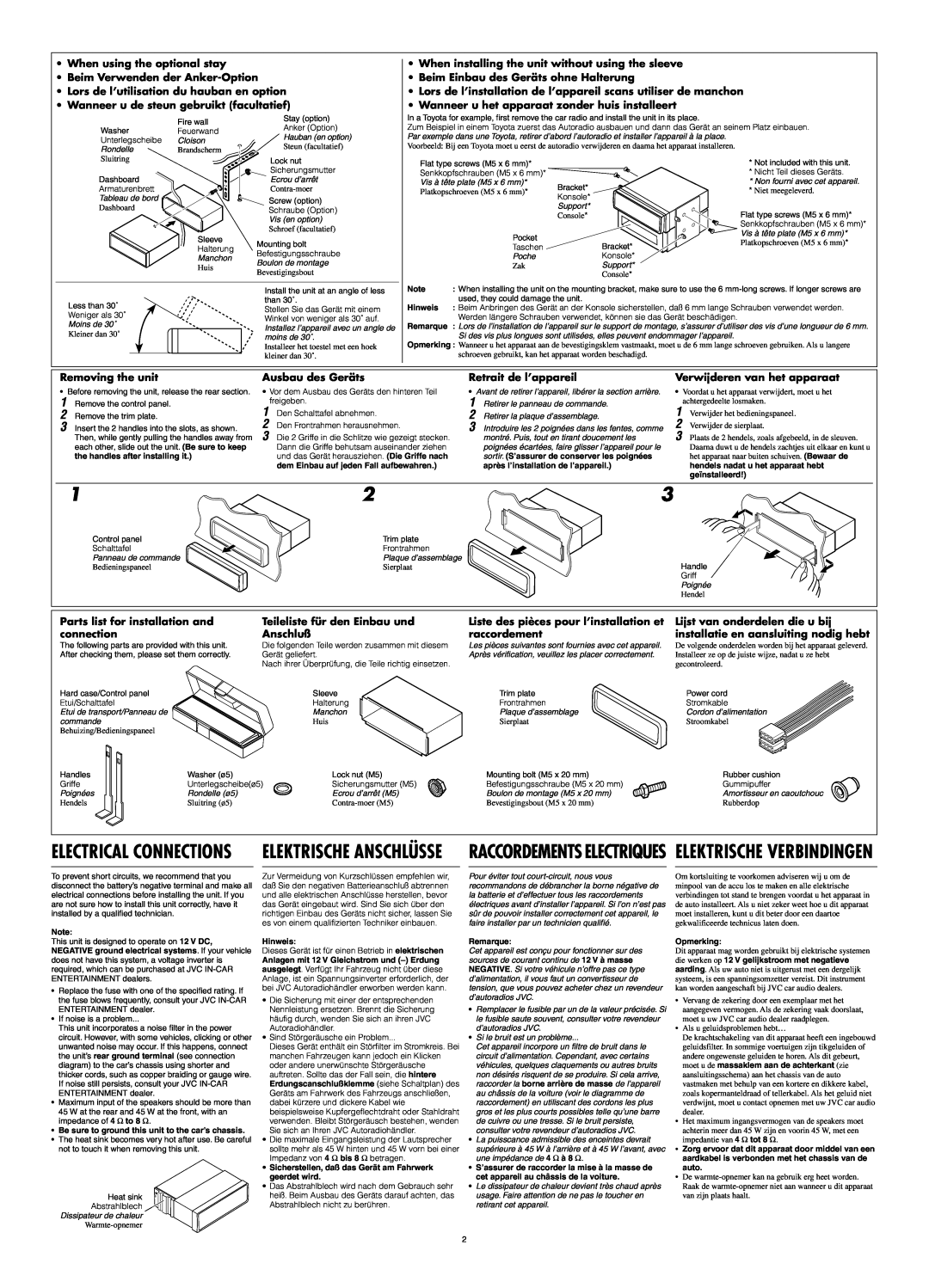 JVC GET0140-001A, KS-FX842R manual Electrical Connections 