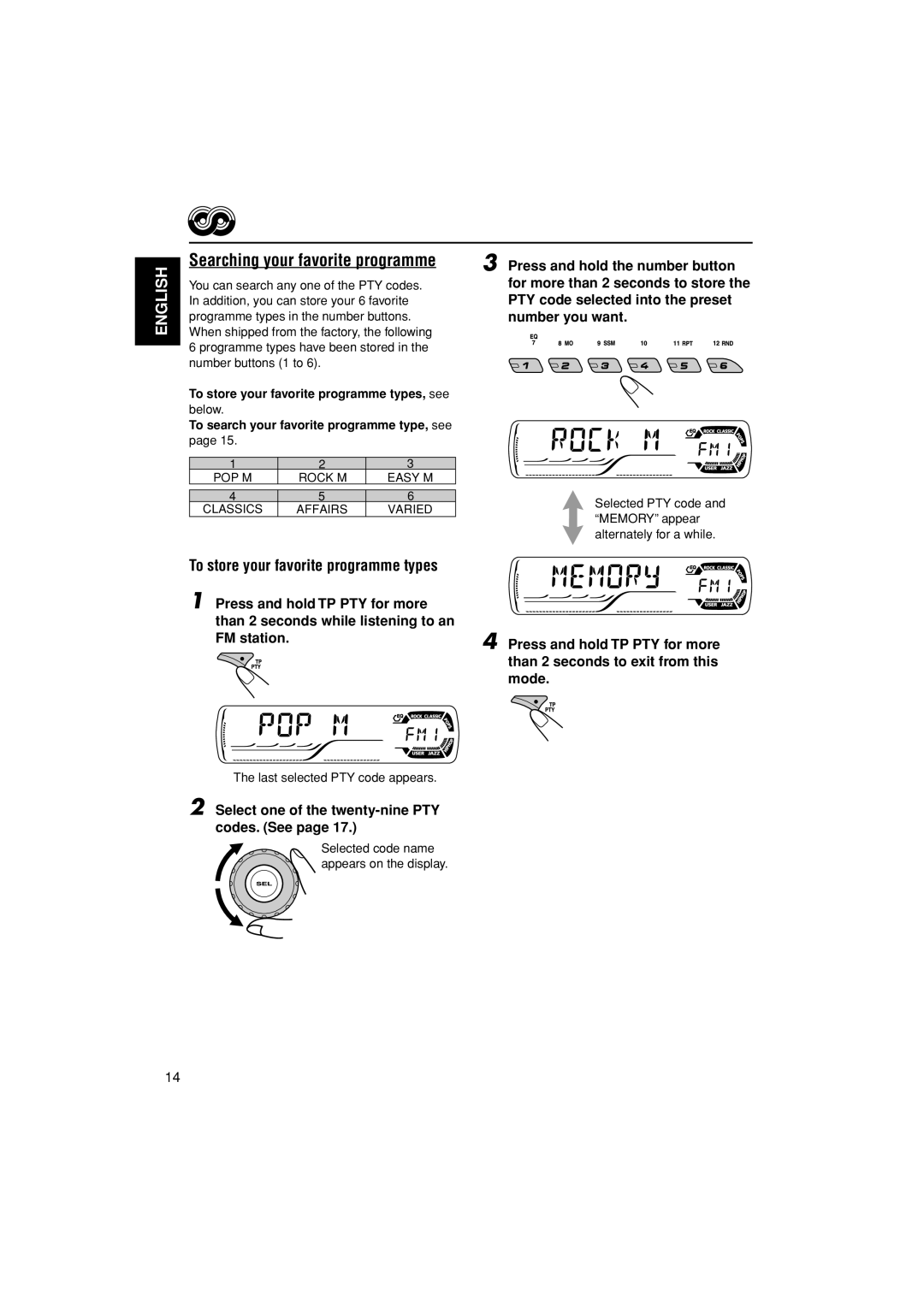 JVC GET0187-001A manual Searching your favorite programme, To store your favorite programme types 