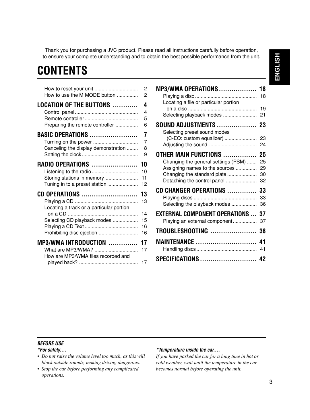 JVC GET0188-001A manual Contents 