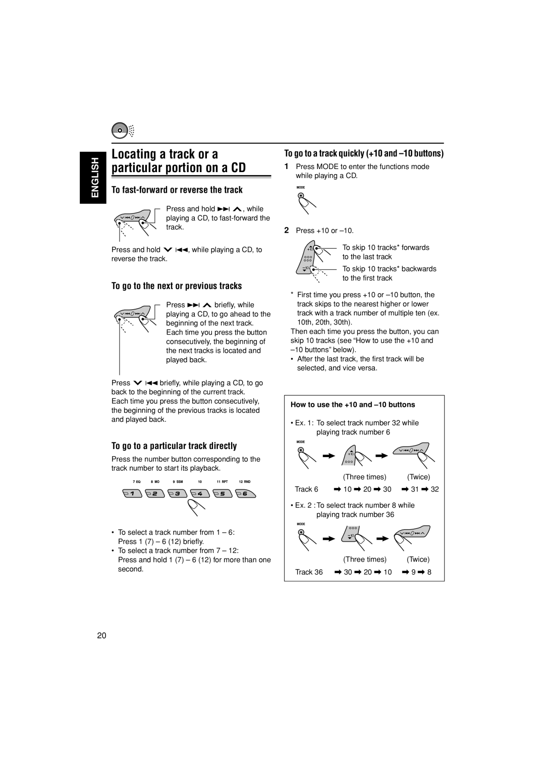 JVC GET0195-001A manual To fast-forward or reverse the track, To go to the next or previous tracks 